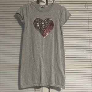 Gray Sequin Heart T-Shirt Dress size 8-10Y